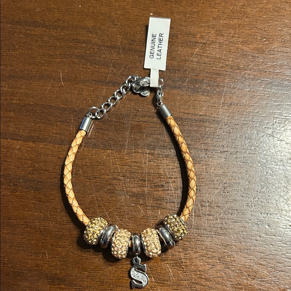 Bracelet stainless steel/genuine leather